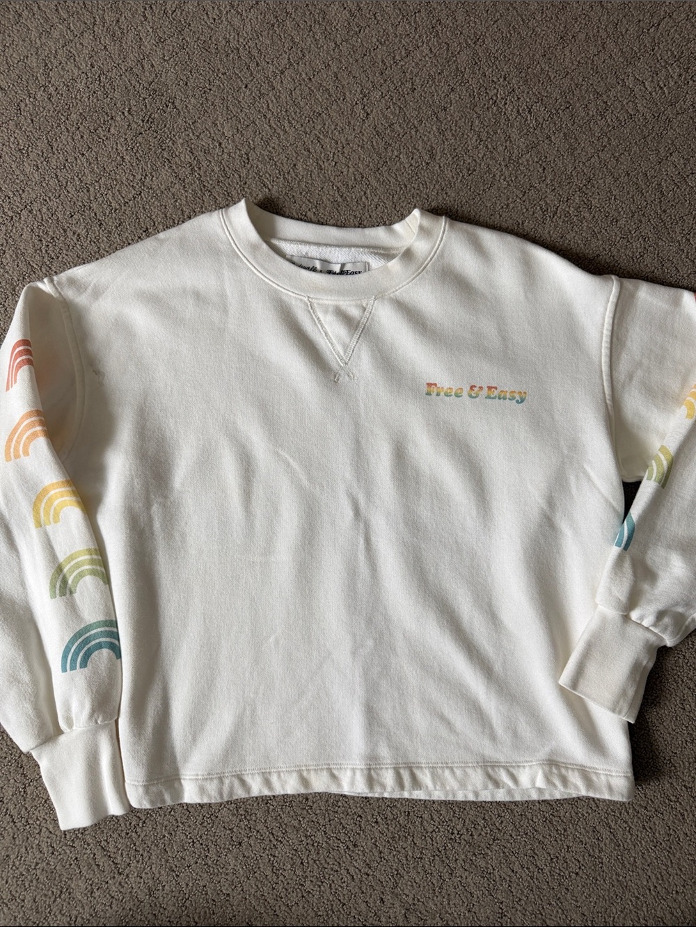 Madewell Cream Sweatshirt with Rainbow Sleeve Arches